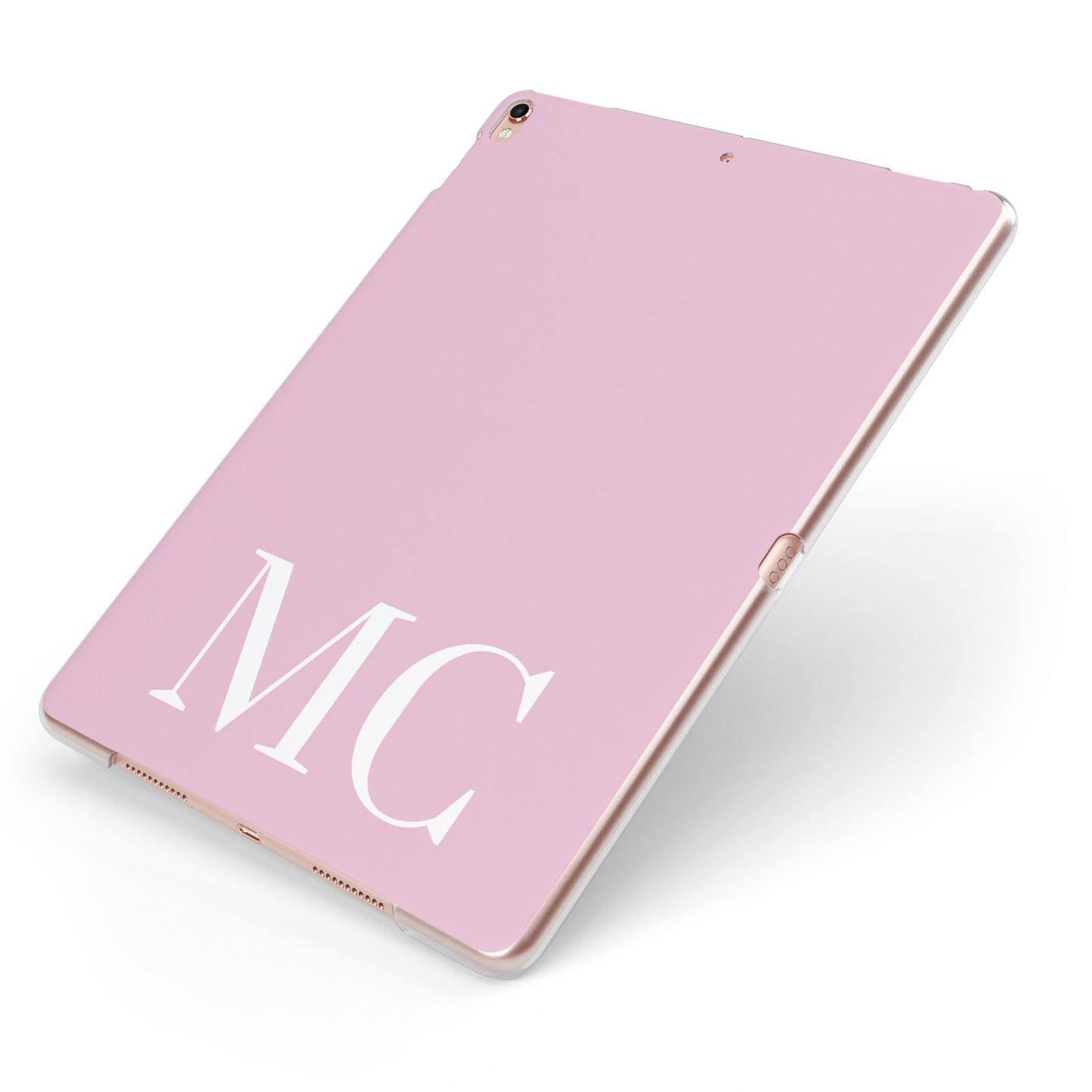 Initials Personalised 2 Apple iPad Case on Rose Gold iPad Side View