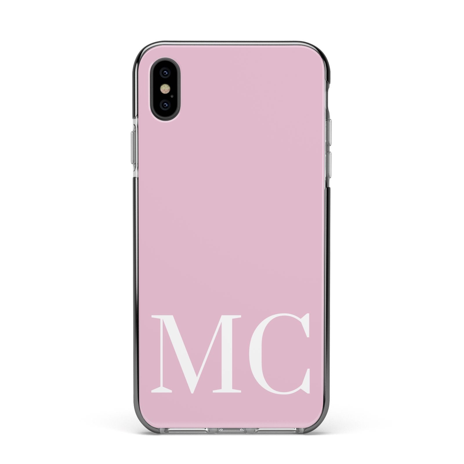 Initials Personalised 2 Apple iPhone Xs Max Impact Case Black Edge on Black Phone