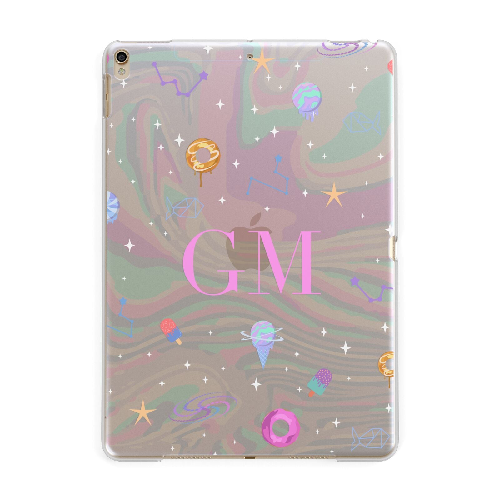 Inky Galactic Scene Personalised Initials Apple iPad Gold Case