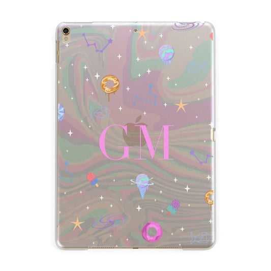 Inky Galactic Scene Personalised Initials Apple iPad Gold Case