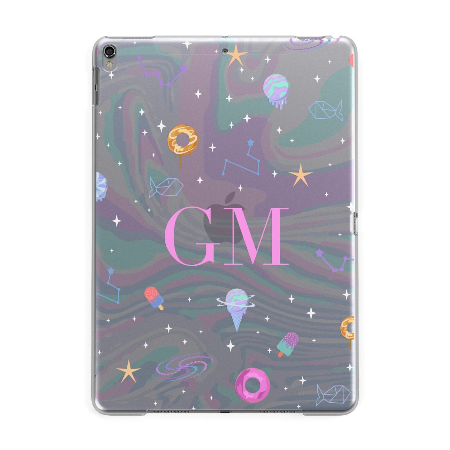 Inky Galactic Scene Personalised Initials Apple iPad Grey Case