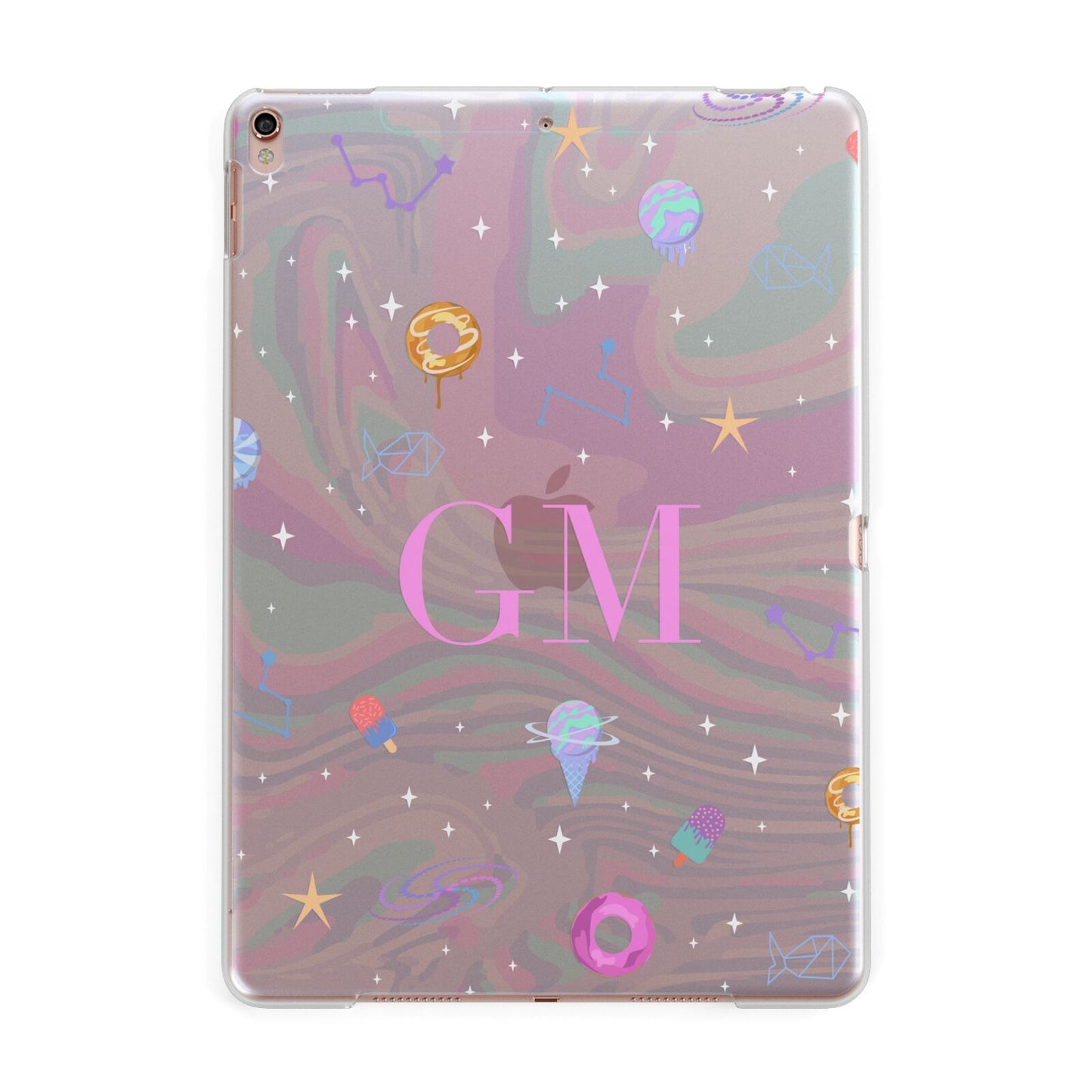 Inky Galactic Scene Personalised Initials Apple iPad Rose Gold Case