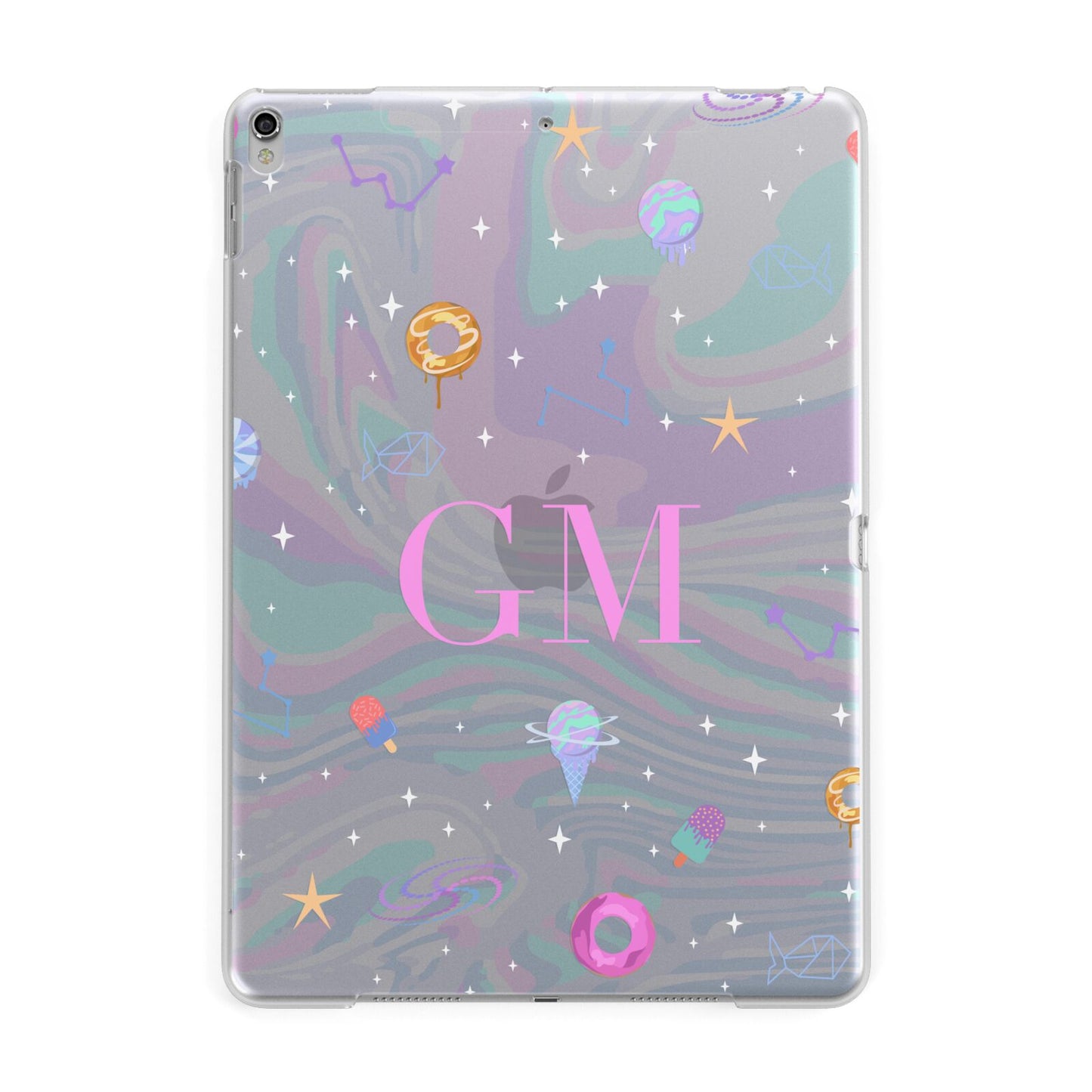 Inky Galactic Scene Personalised Initials Apple iPad Silver Case