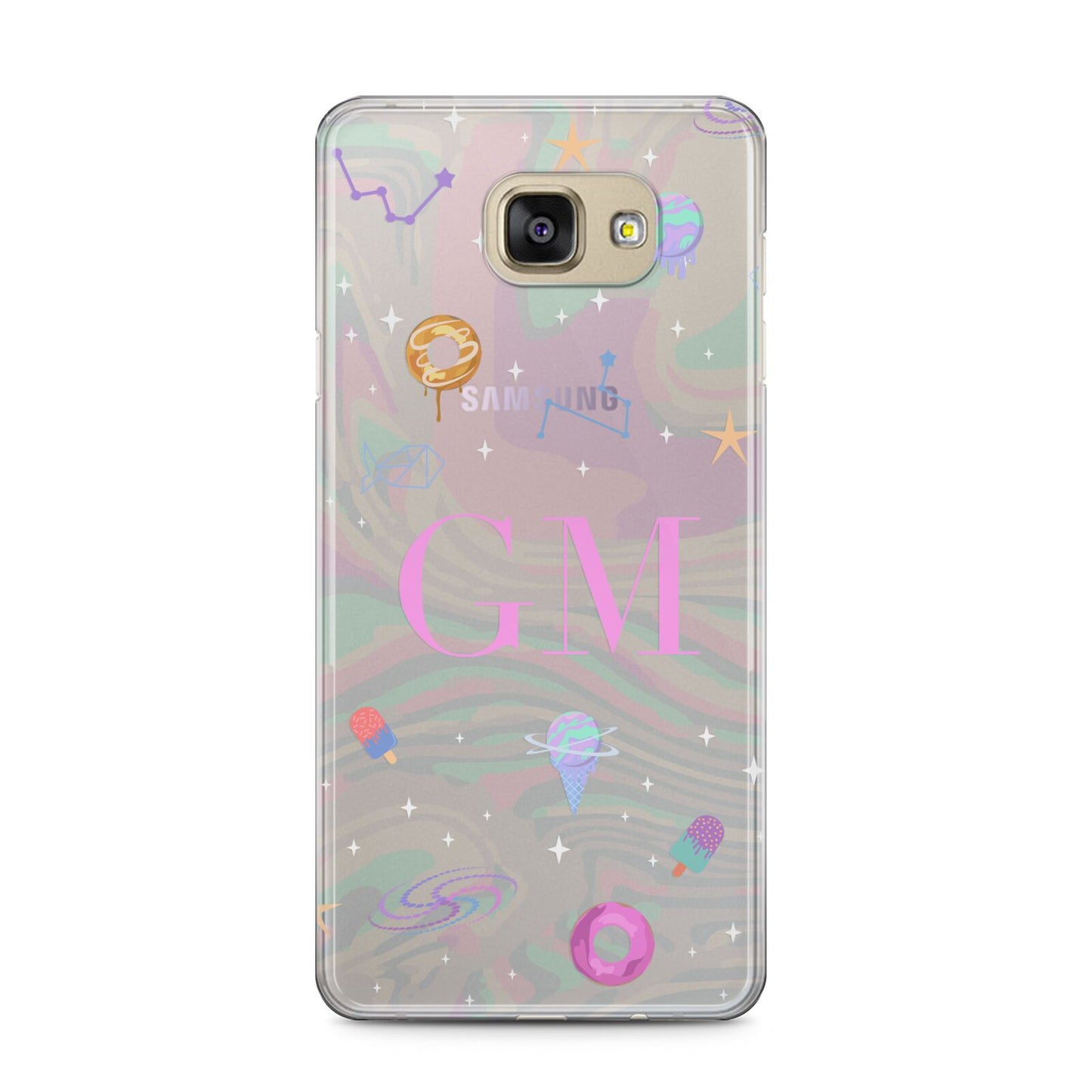 Inky Galactic Scene Personalised Initials Samsung Galaxy A5 2016 Case on gold phone