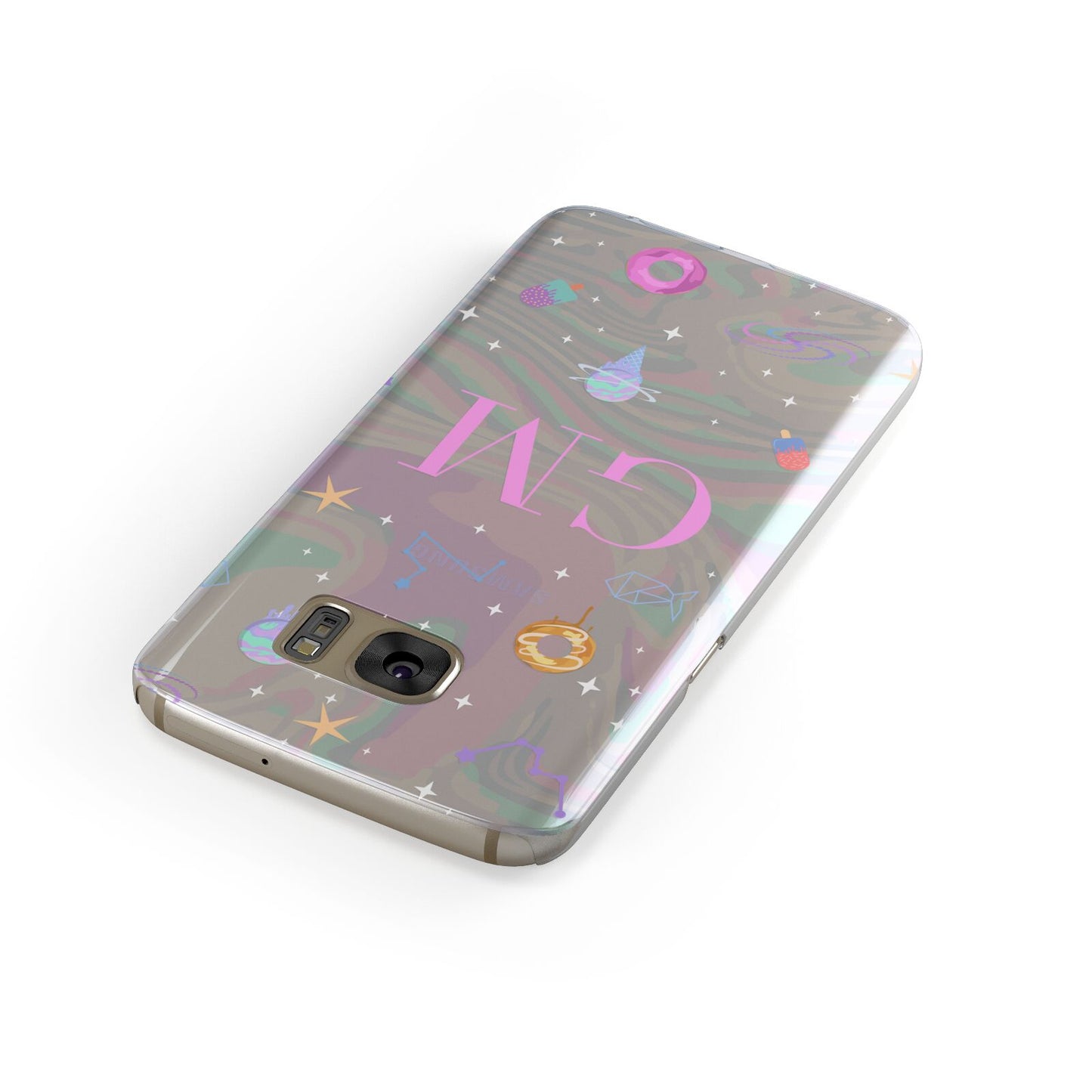 Inky Galactic Scene Personalised Initials Samsung Galaxy Case Front Close Up