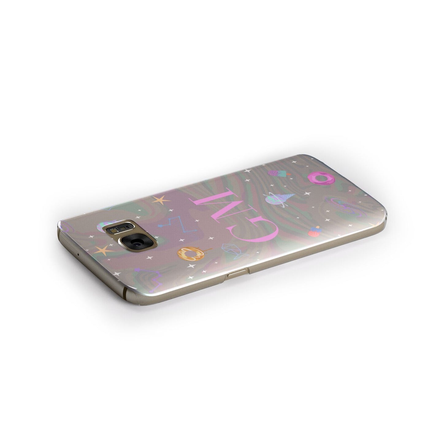 Inky Galactic Scene Personalised Initials Samsung Galaxy Case Side Close Up