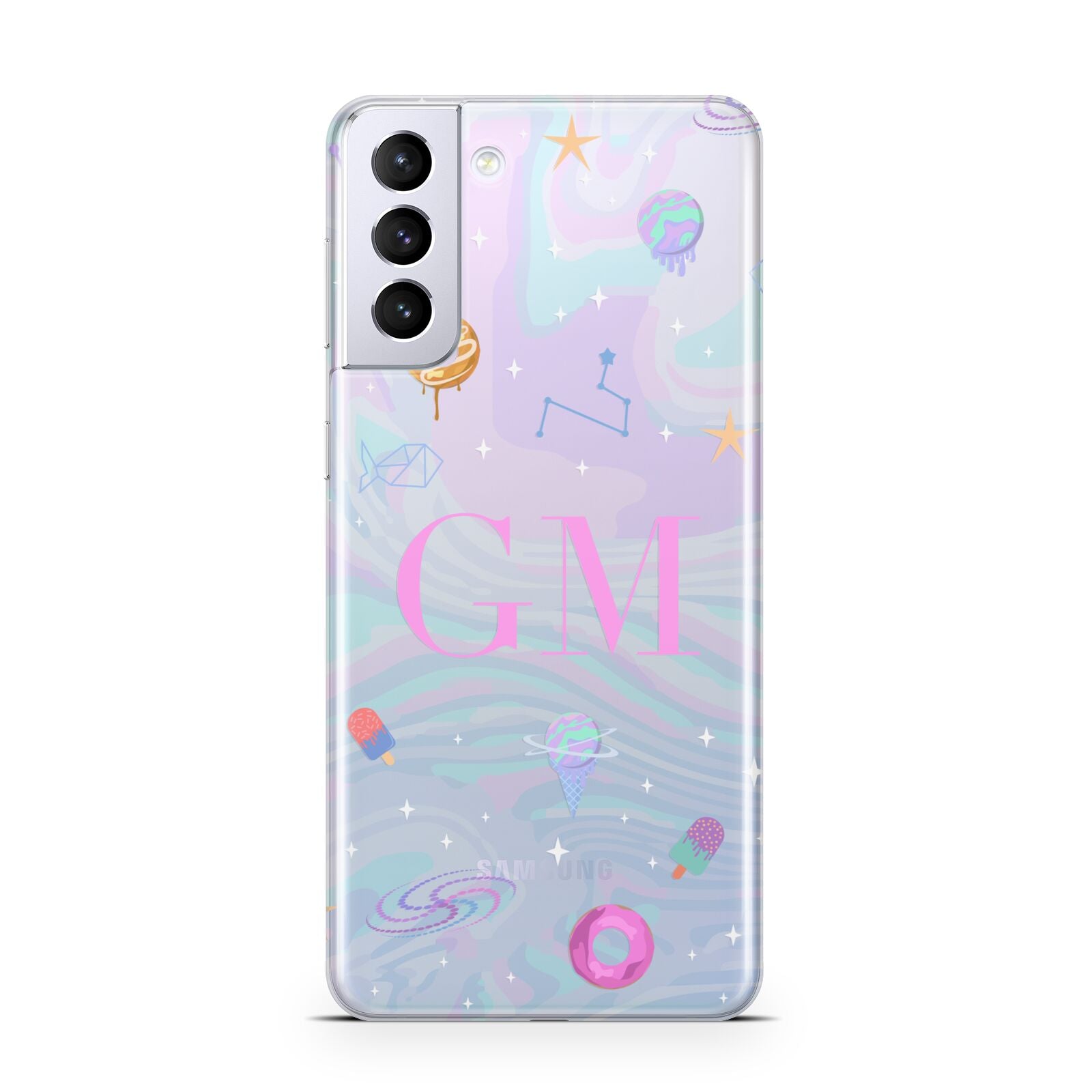 Inky Galactic Scene Personalised Initials Samsung S21 Plus Case