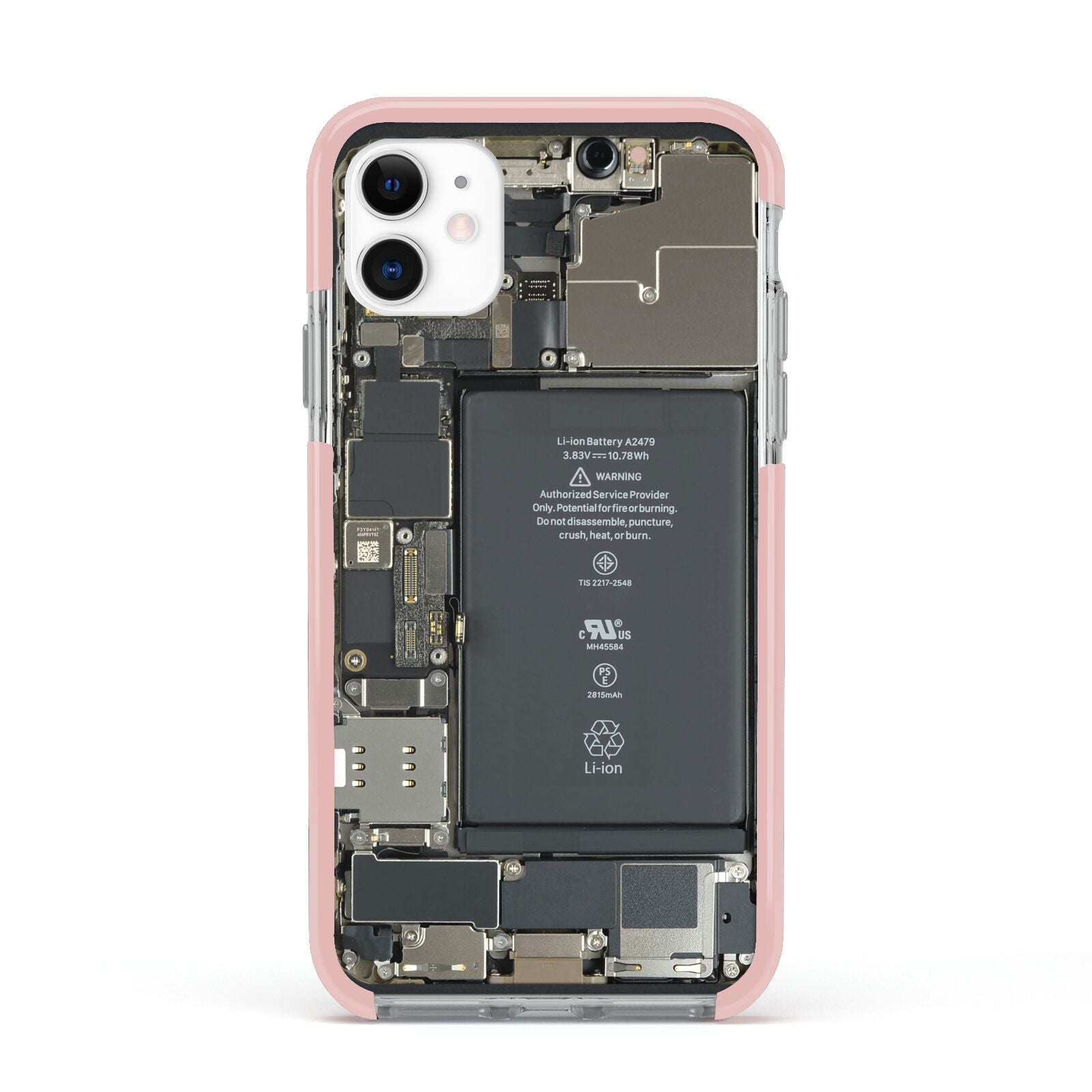 Internal Parts Apple iPhone 11 in White with Pink Impact Case