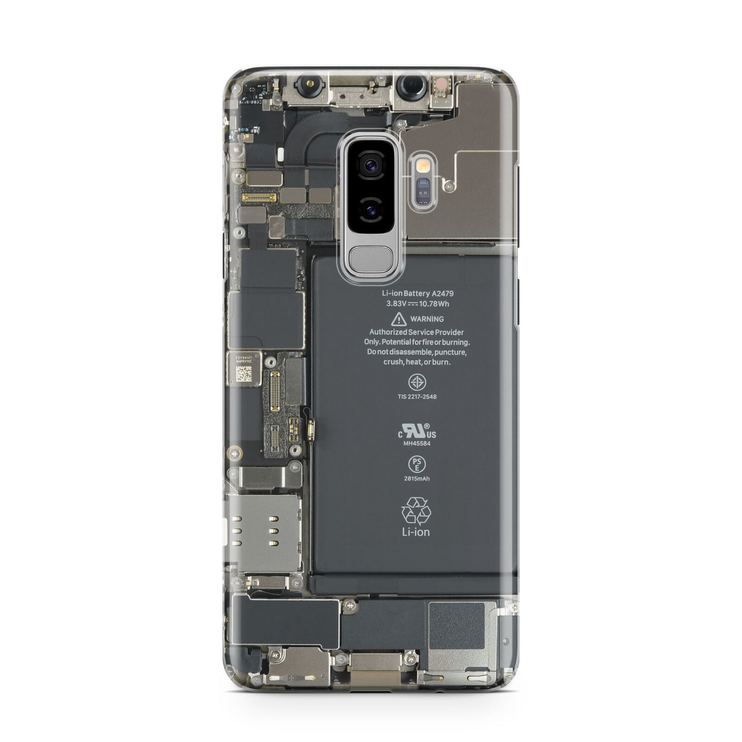 Internal Parts Samsung Galaxy S9 Plus Case on Silver phone