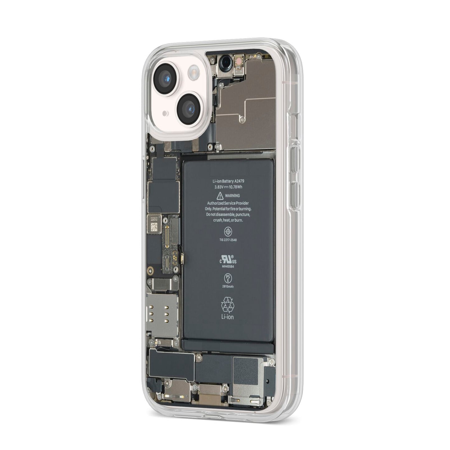 Internal Parts iPhone 14 Clear Tough Case Starlight Angled Image