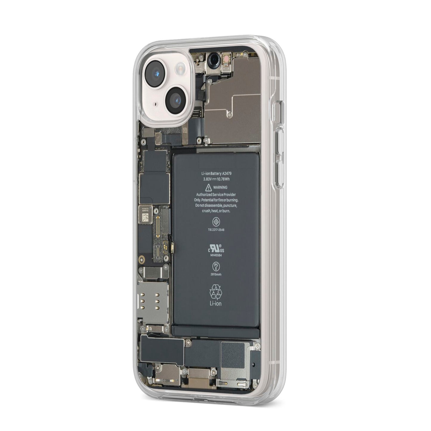 Internal Parts iPhone 14 Plus Clear Tough Case Starlight Angled Image