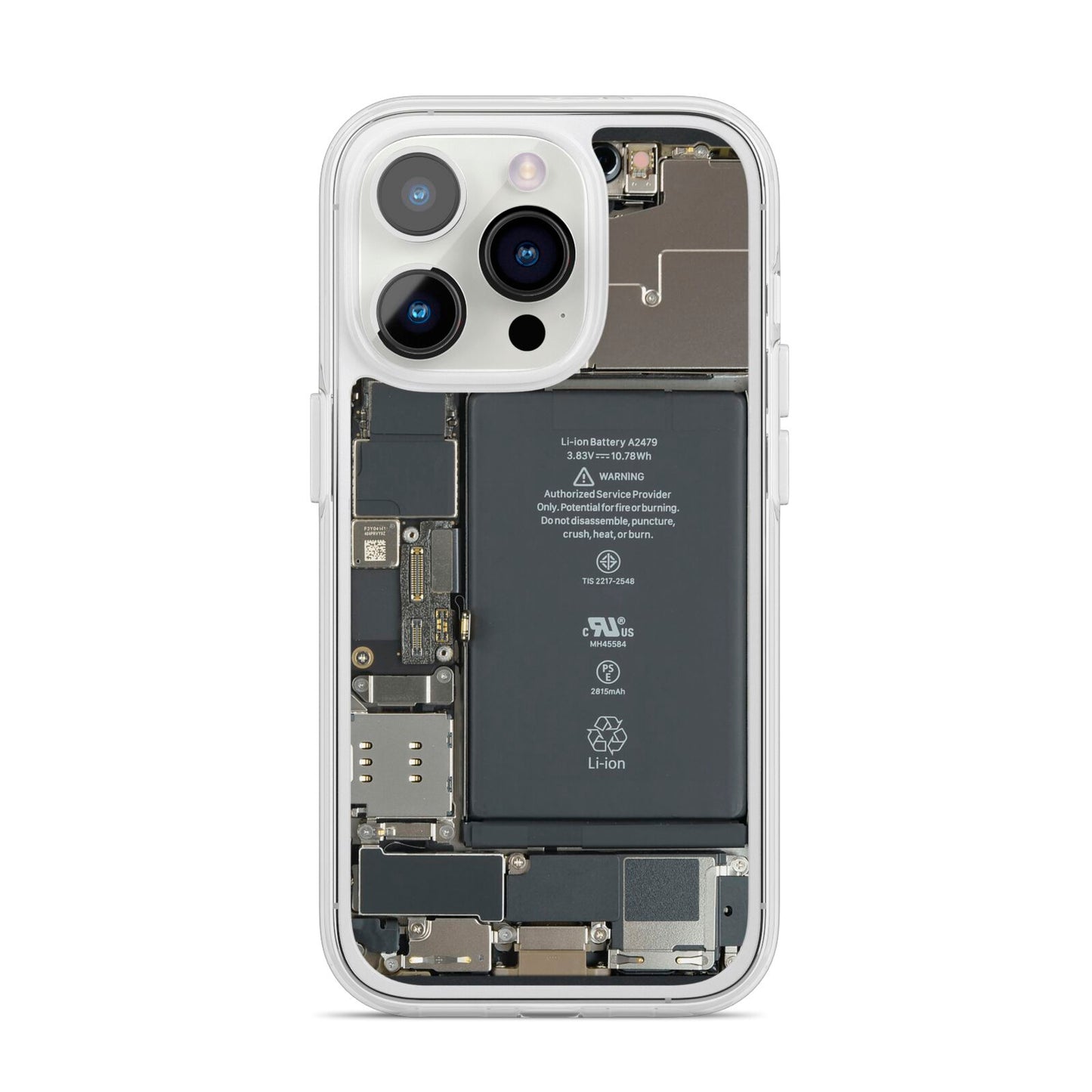 Internal Parts iPhone 14 Pro Clear Tough Case Silver