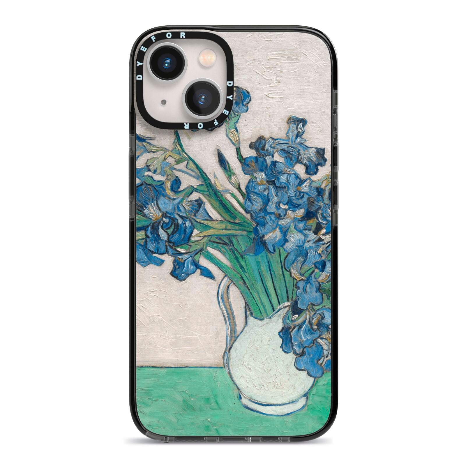 Irises By Vincent Van Gogh iPhone 13 Black Impact Case on Silver phone