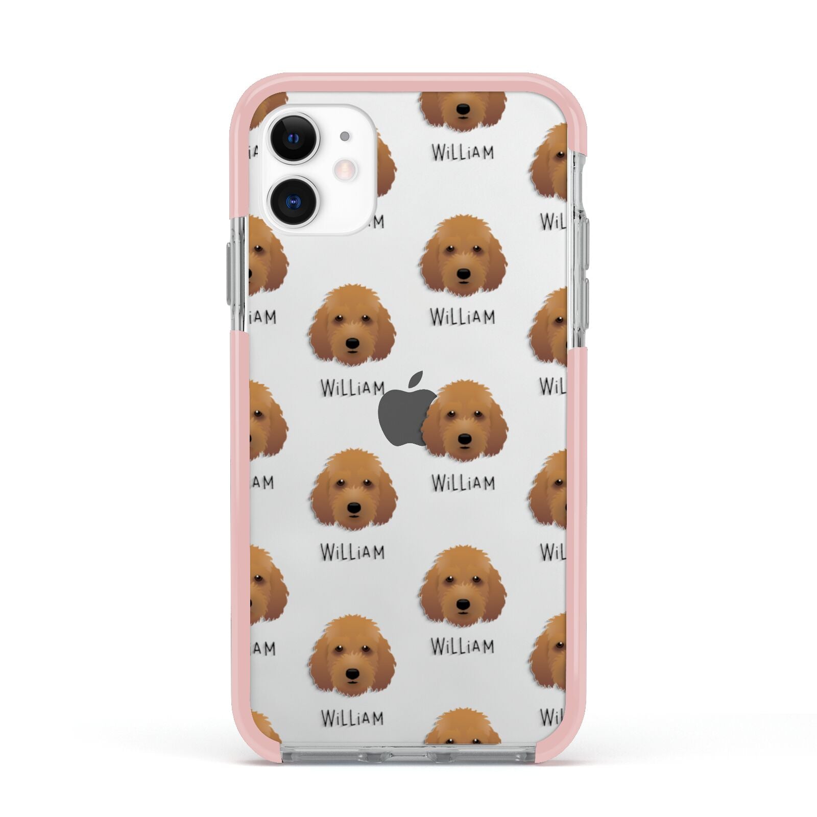 Irish Doodle Icon with Name Apple iPhone 11 in White with Pink Impact Case
