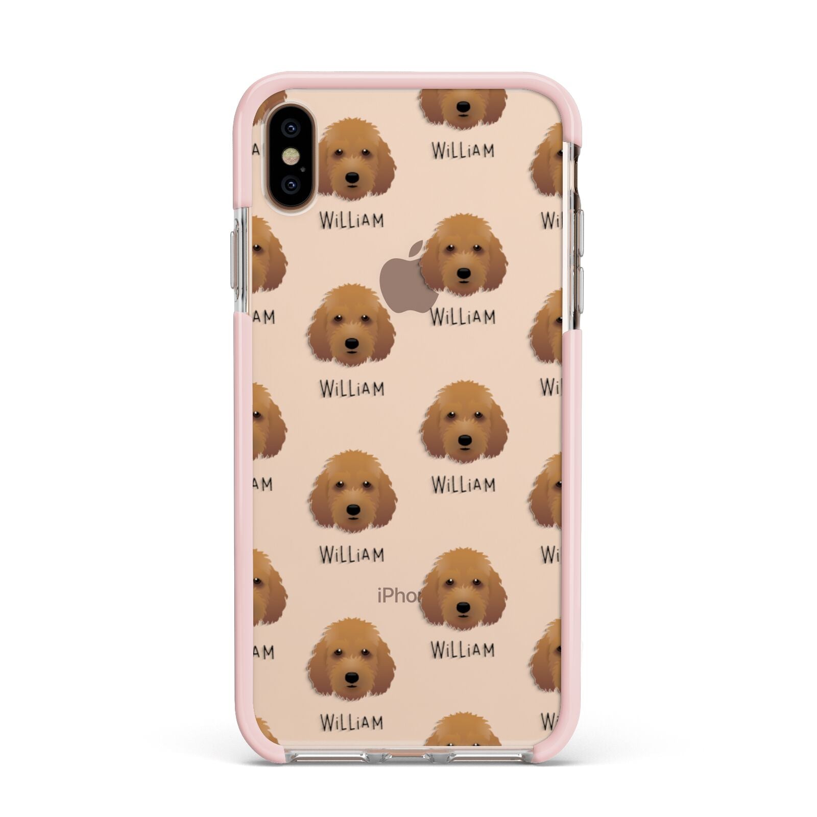 Irish Doodle Icon with Name Apple iPhone Xs Max Impact Case Pink Edge on Gold Phone