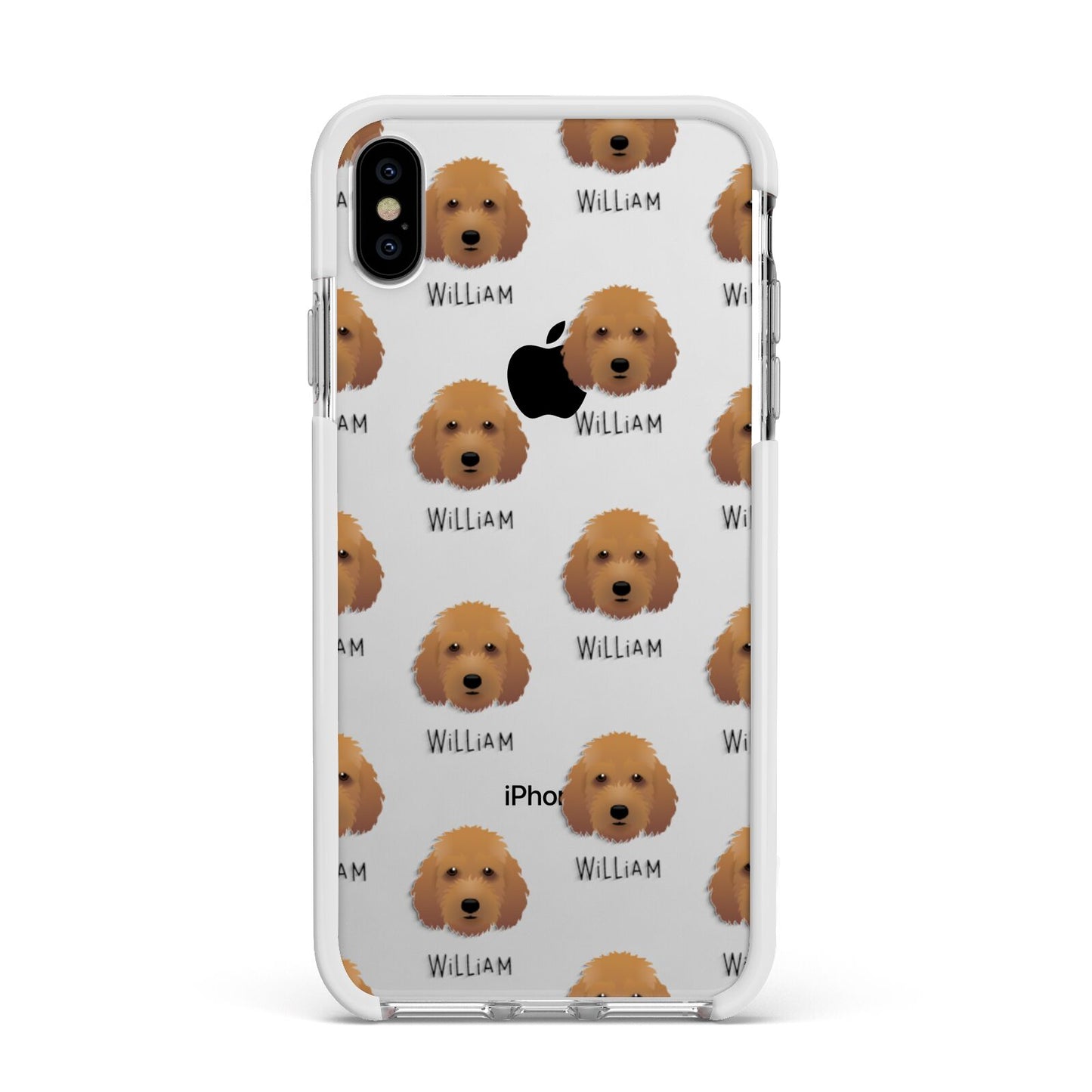 Irish Doodle Icon with Name Apple iPhone Xs Max Impact Case White Edge on Silver Phone