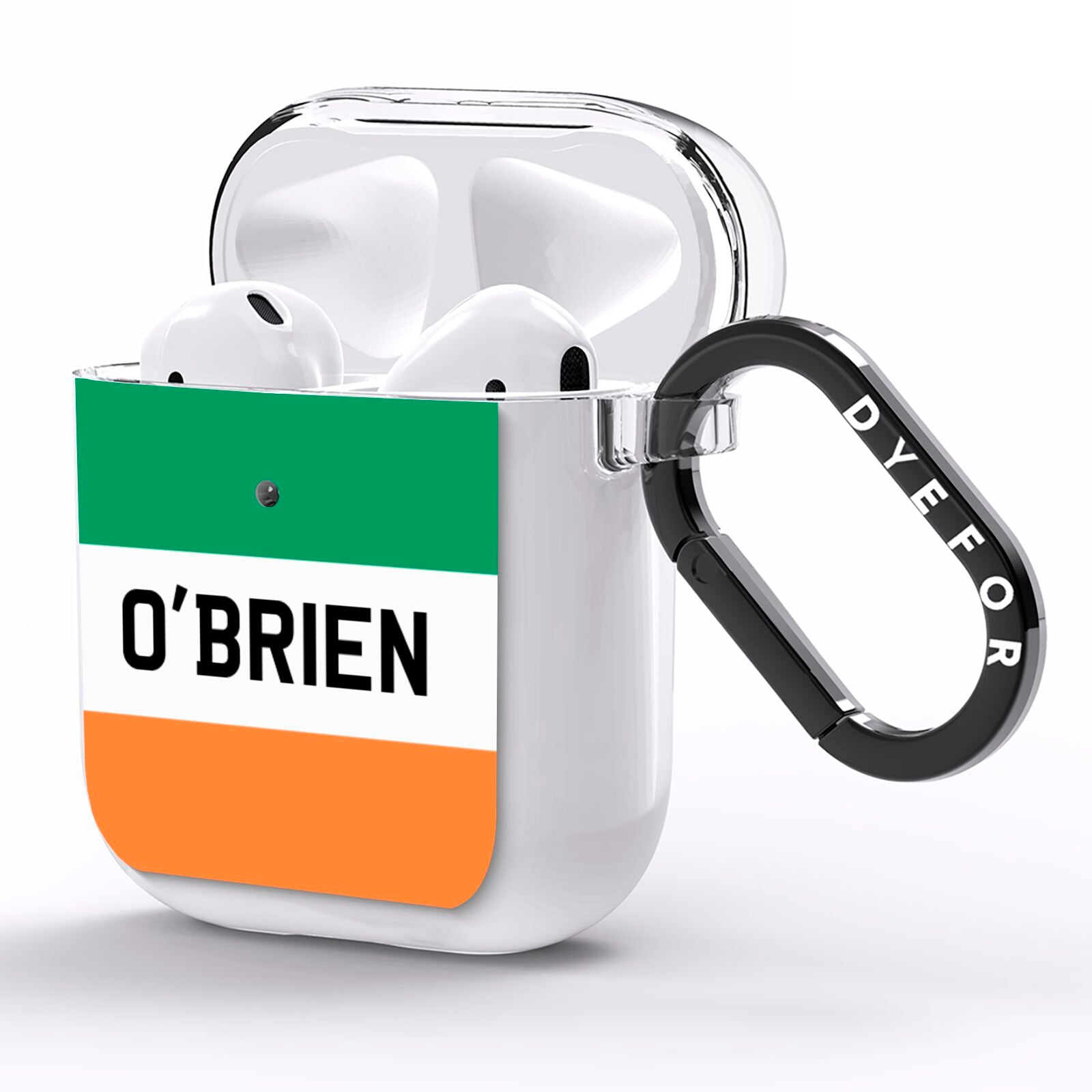 Irish Flag Personalised Name AirPods Clear Case Side Image