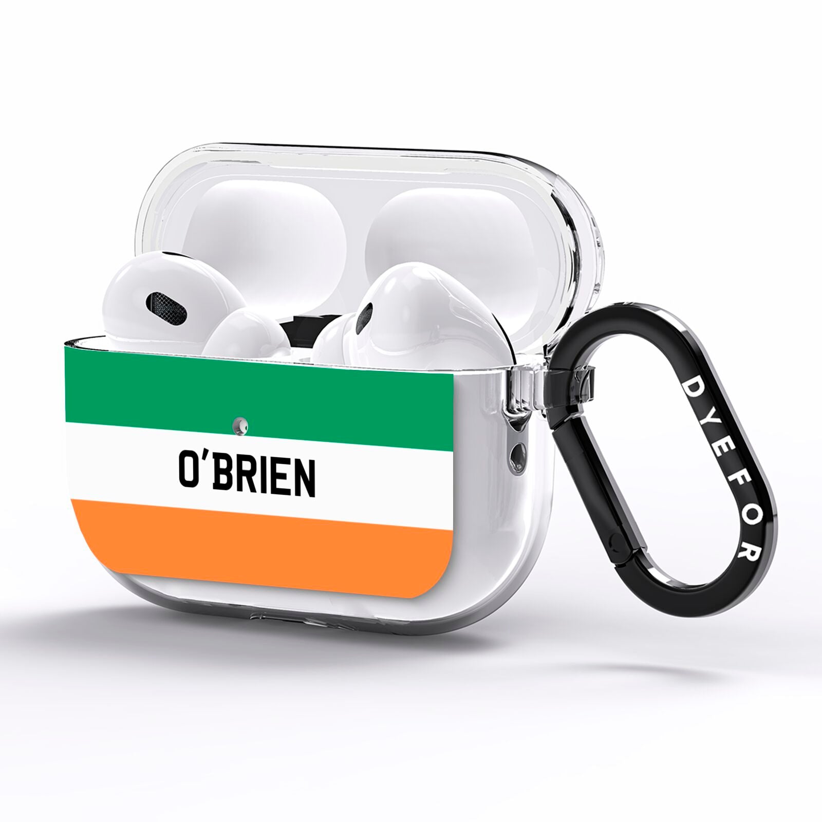 Irish Flag Personalised Name AirPods Pro Clear Case Side Image