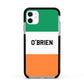 Irish Flag Personalised Name Apple iPhone 11 in White with Black Impact Case