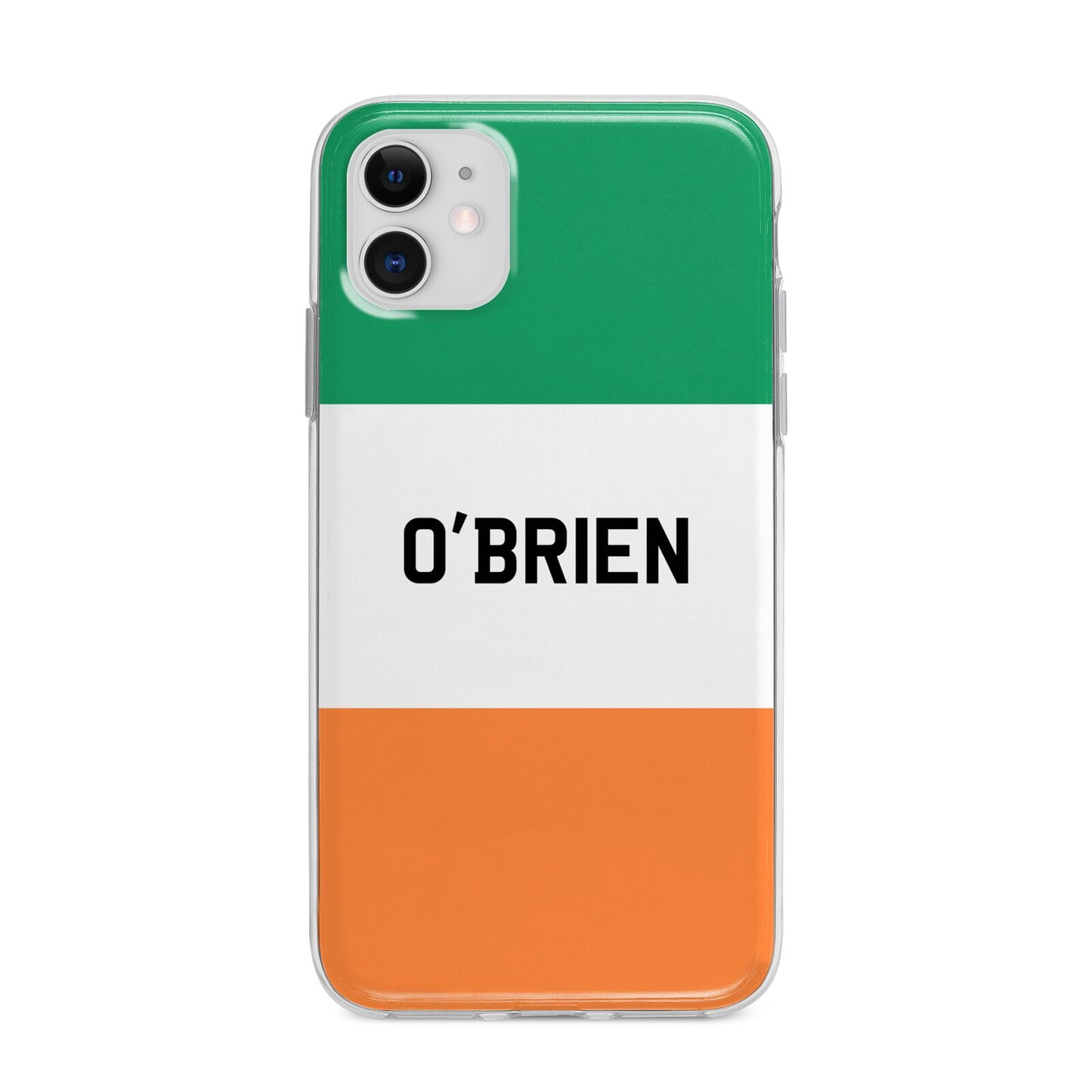 Irish Flag Personalised Name Apple iPhone 11 in White with Bumper Case