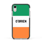 Irish Flag Personalised Name Apple iPhone XR Impact Case Black Edge on Silver Phone