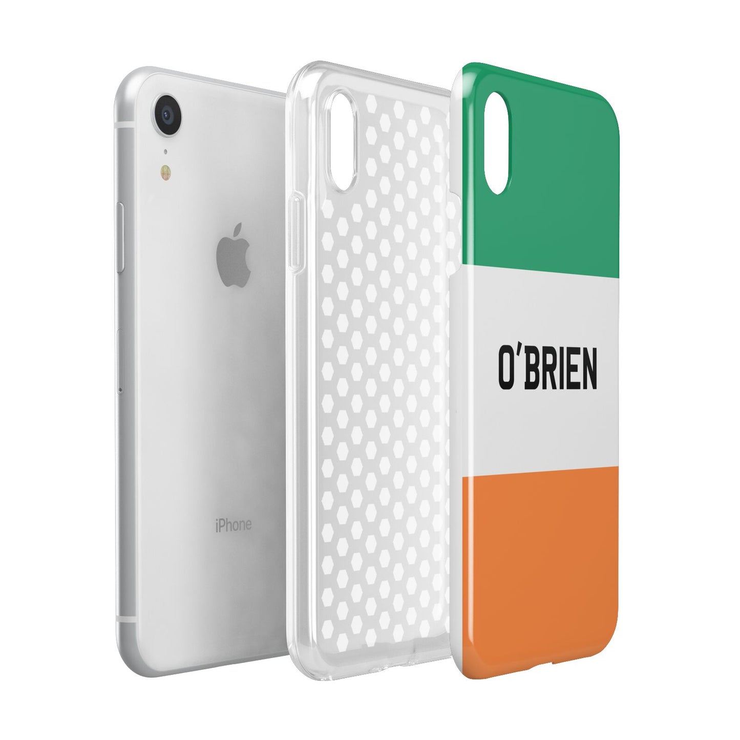 Irish Flag Personalised Name Apple iPhone XR White 3D Tough Case Expanded view