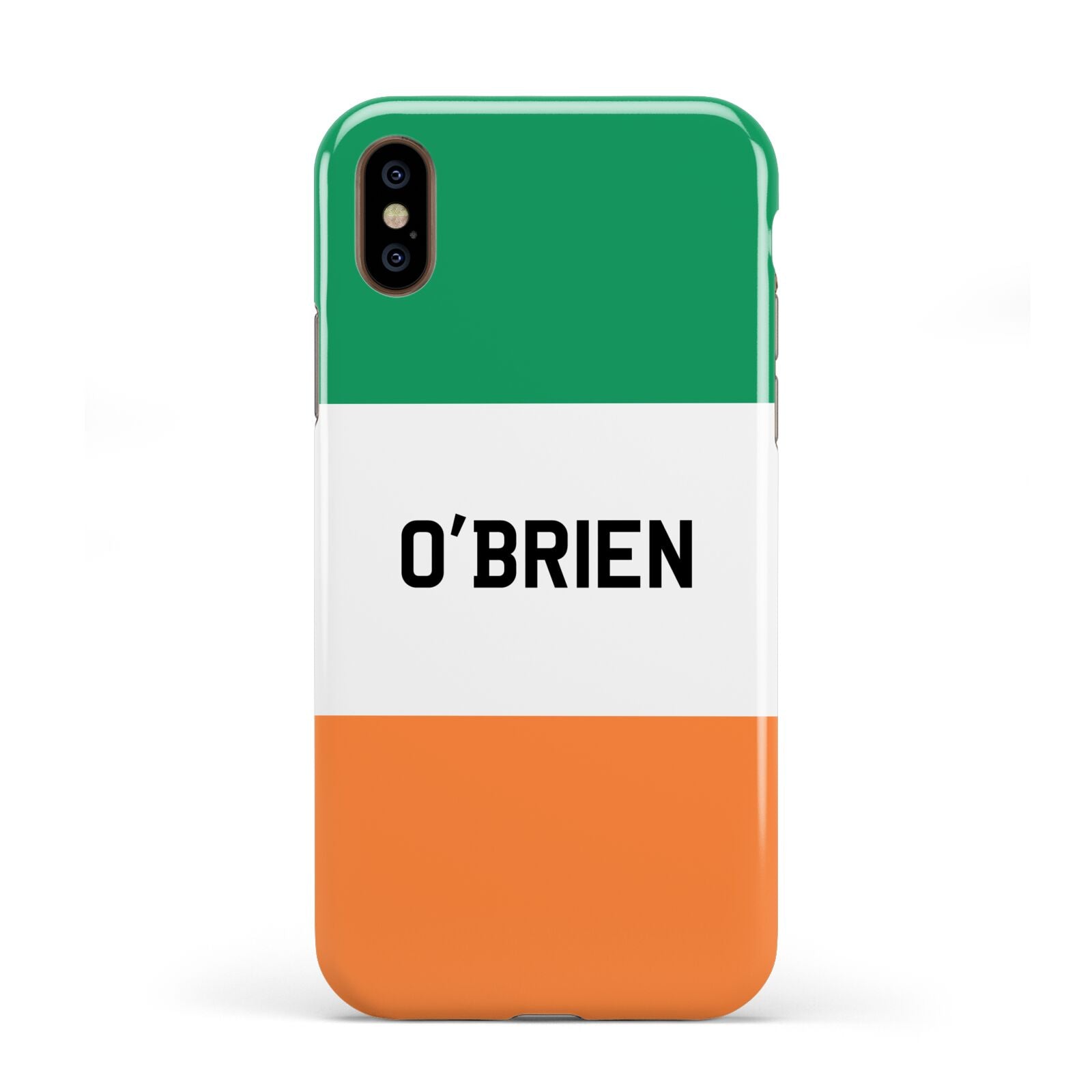 Irish Flag Personalised Name Apple iPhone XS 3D Tough