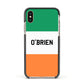 Irish Flag Personalised Name Apple iPhone Xs Impact Case Black Edge on Gold Phone