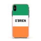 Irish Flag Personalised Name Apple iPhone Xs Impact Case Pink Edge on Black Phone
