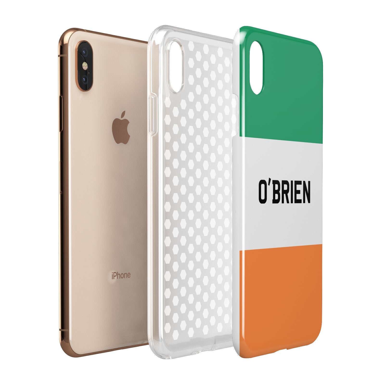 Irish Flag Personalised Name Apple iPhone Xs Max 3D Tough Case Expanded View