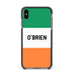 Irish Flag Personalised Name Apple iPhone Xs Max Impact Case Black Edge on Black Phone