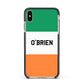 Irish Flag Personalised Name Apple iPhone Xs Max Impact Case Black Edge on Gold Phone