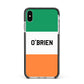 Irish Flag Personalised Name Apple iPhone Xs Max Impact Case Black Edge on Silver Phone