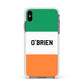 Irish Flag Personalised Name Apple iPhone Xs Max Impact Case White Edge on Black Phone