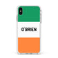 Irish Flag Personalised Name Apple iPhone Xs Max Impact Case White Edge on Silver Phone