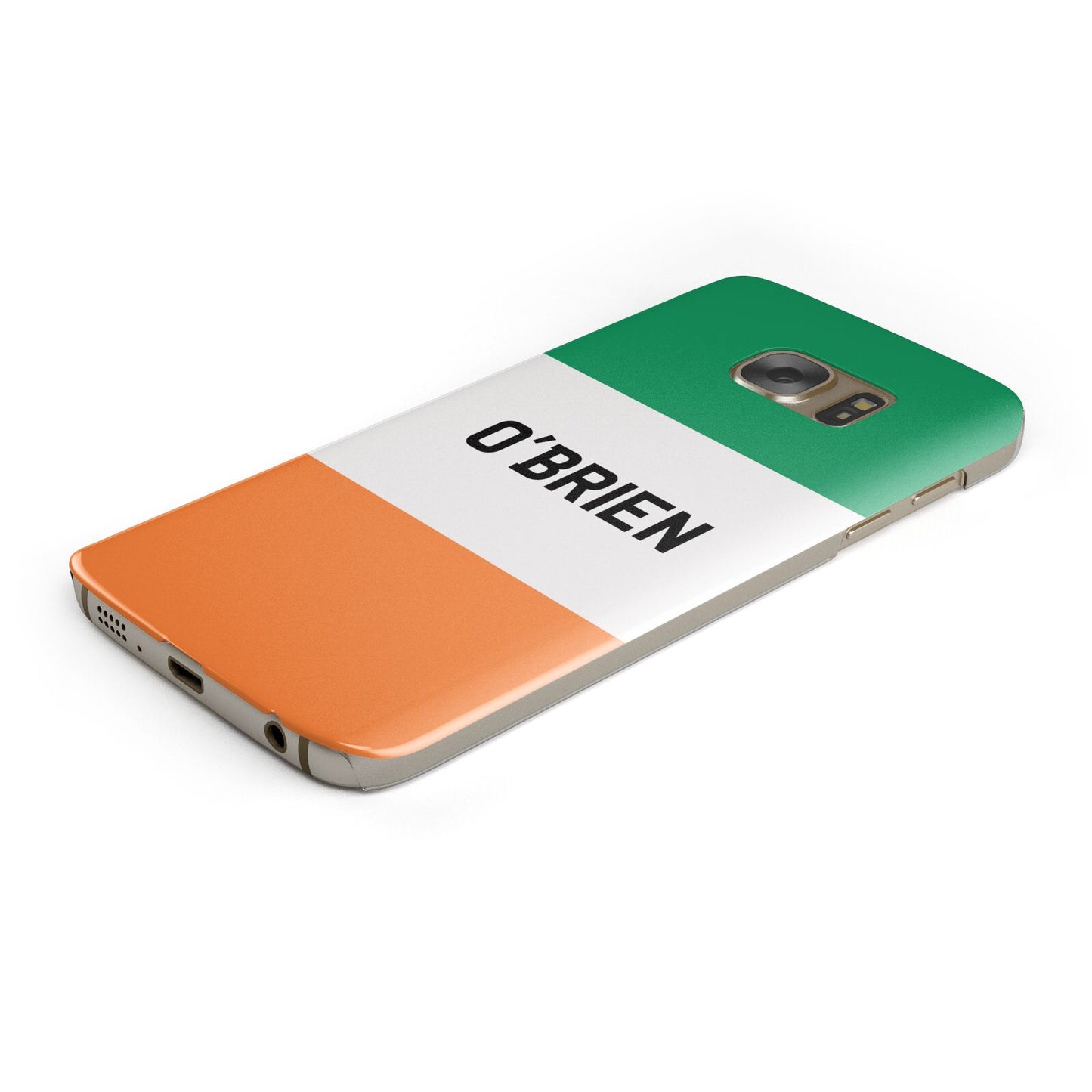 Irish Flag Personalised Name Protective Samsung Galaxy Case Angled Image