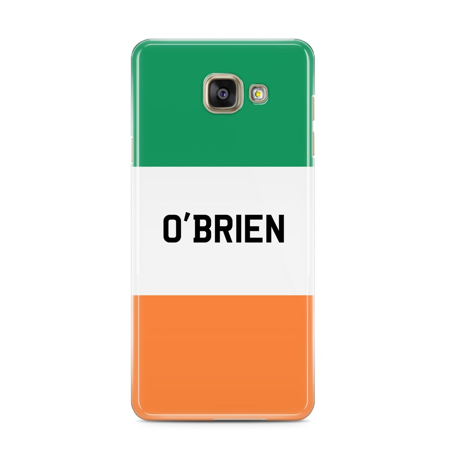 Irish Flag Personalised Name Samsung Galaxy A3 2016 Case on gold phone