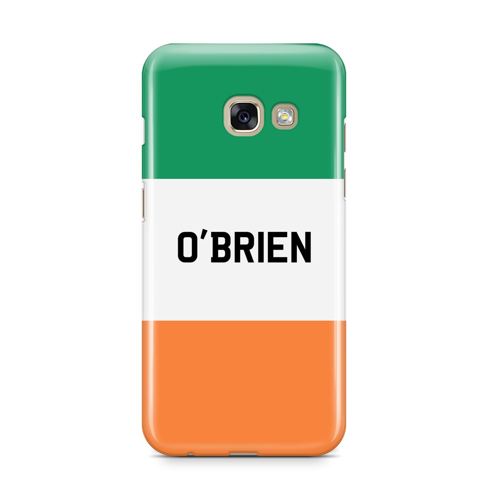 Irish Flag Personalised Name Samsung Galaxy A3 2017 Case on gold phone