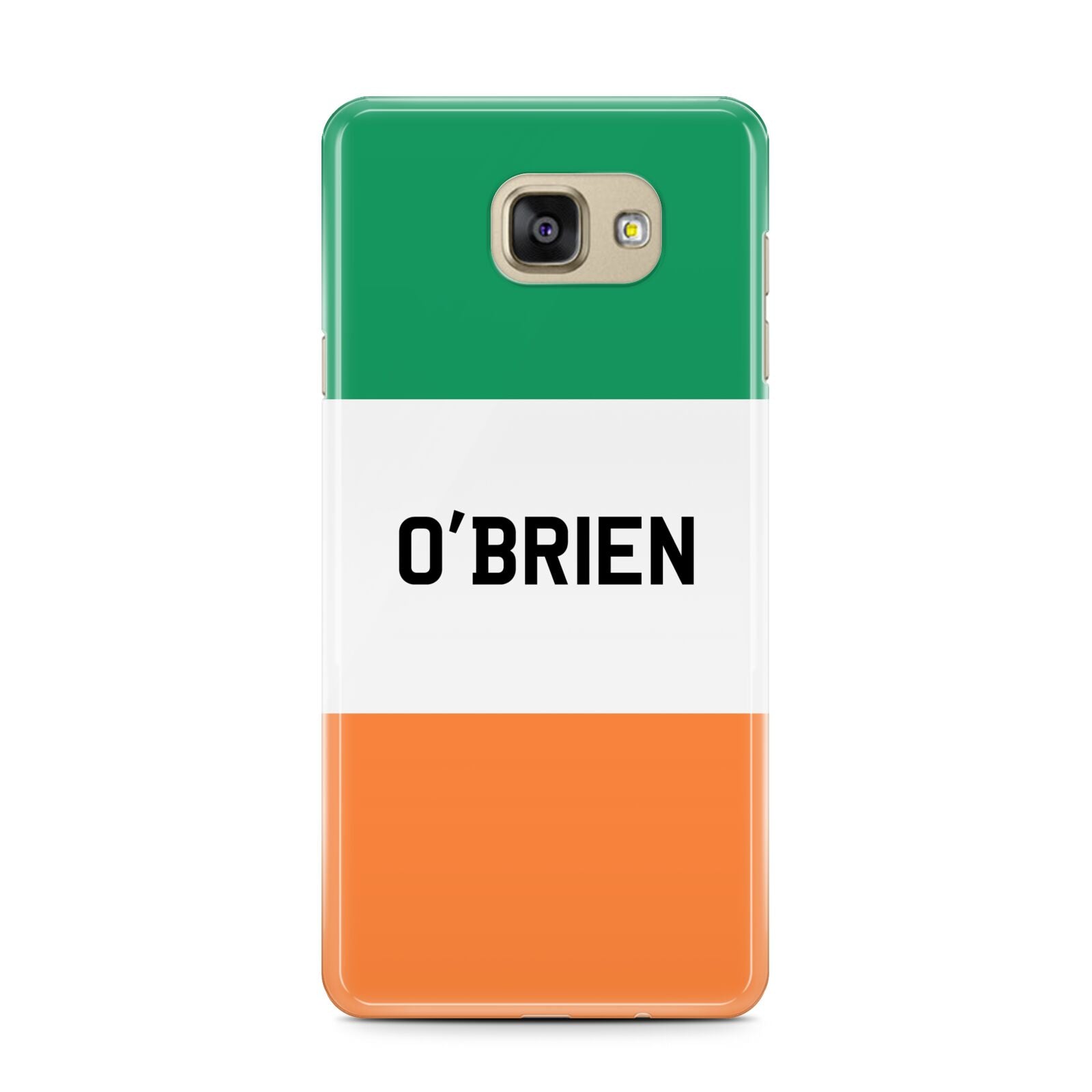 Irish Flag Personalised Name Samsung Galaxy A7 2016 Case on gold phone