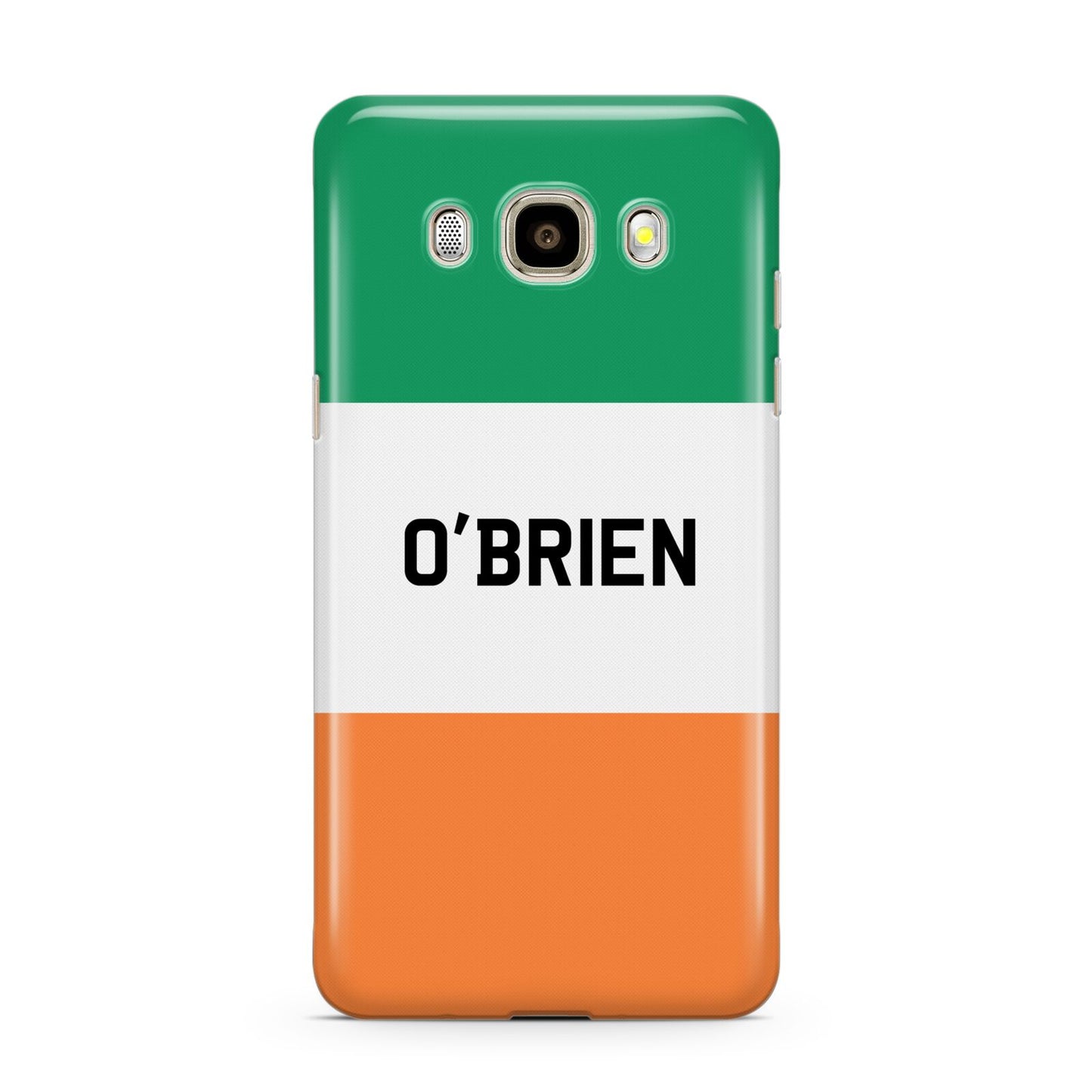 Irish Flag Personalised Name Samsung Galaxy J7 2016 Case on gold phone