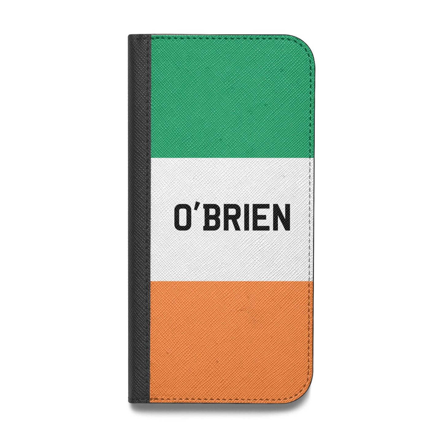 Irish Flag Personalised Name Vegan Leather Flip iPhone Case