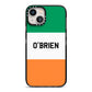 Irish Flag Personalised Name iPhone 13 Black Impact Case on Silver phone
