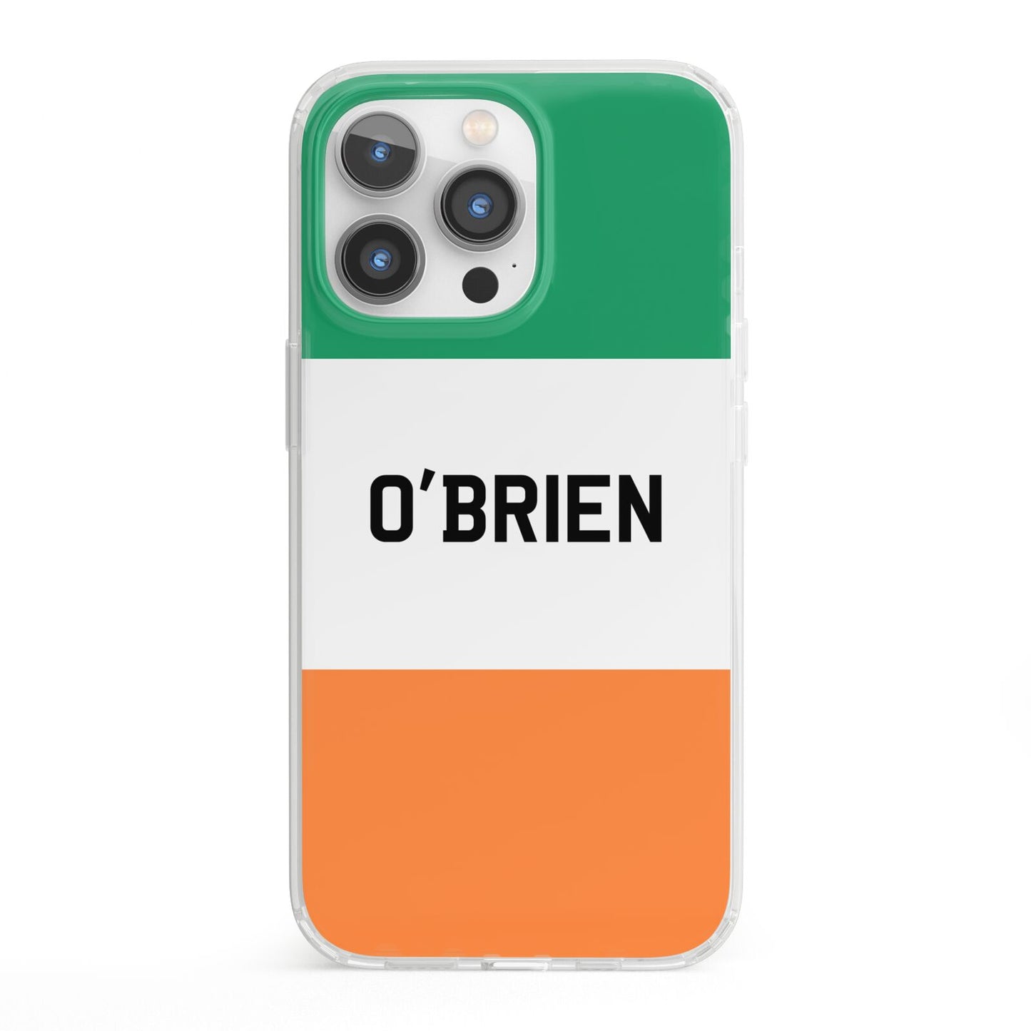 Irish Flag Personalised Name iPhone 13 Pro Clear Bumper Case