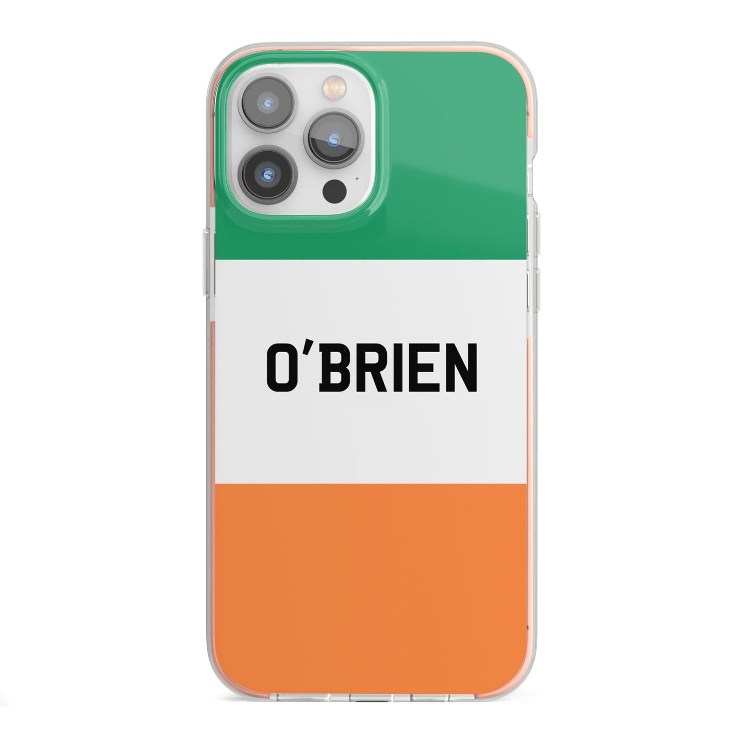 Irish Flag Personalised Name iPhone 13 Pro Max TPU Impact Case with Pink Edges