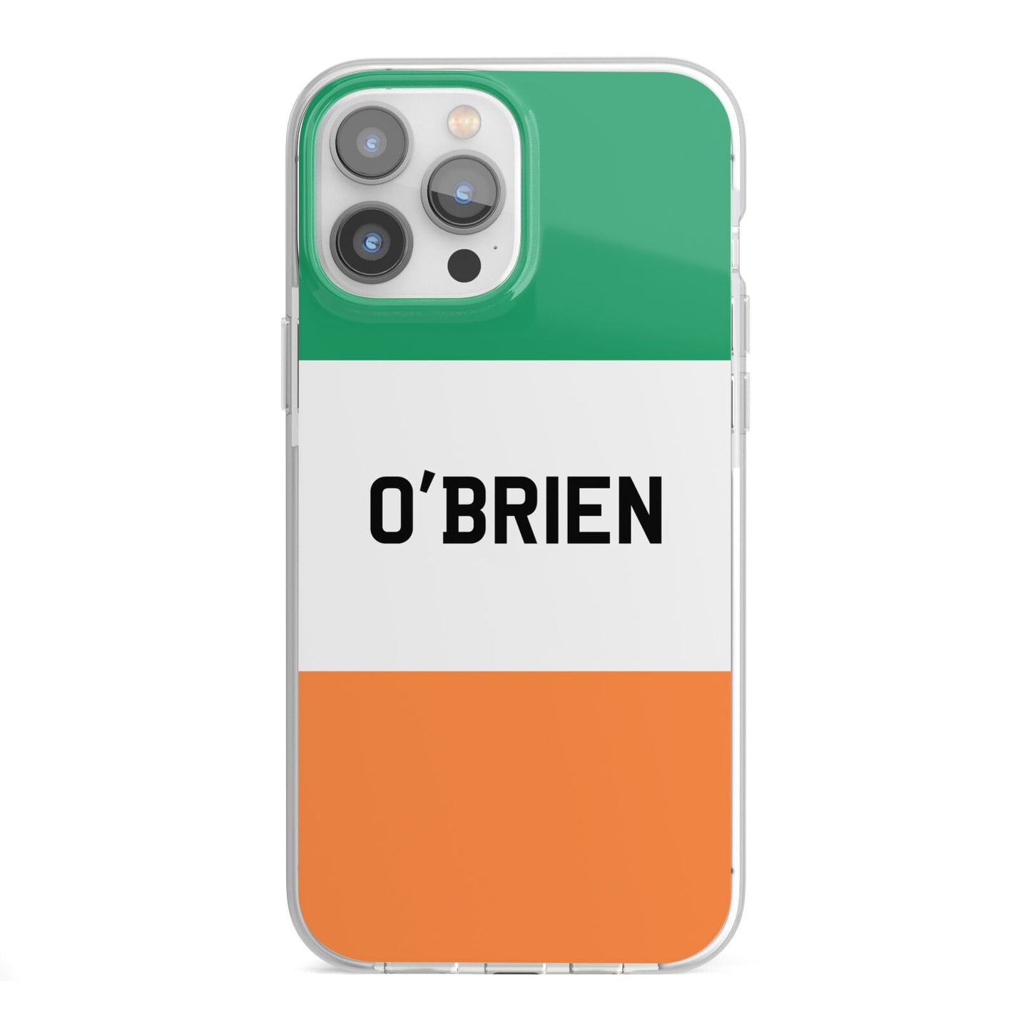 Irish Flag Personalised Name iPhone 13 Pro Max TPU Impact Case with White Edges