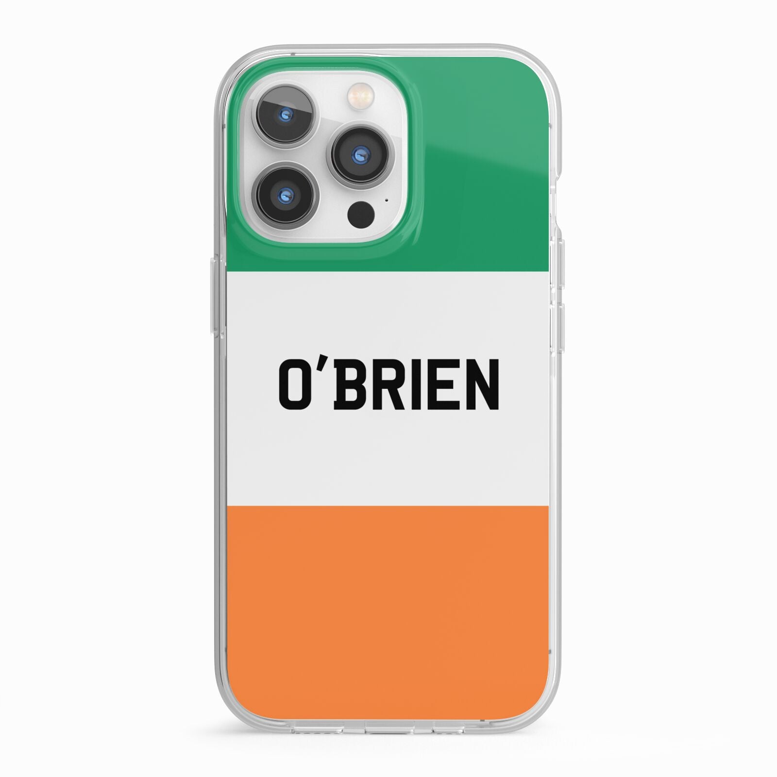 Irish Flag Personalised Name iPhone 13 Pro TPU Impact Case with White Edges