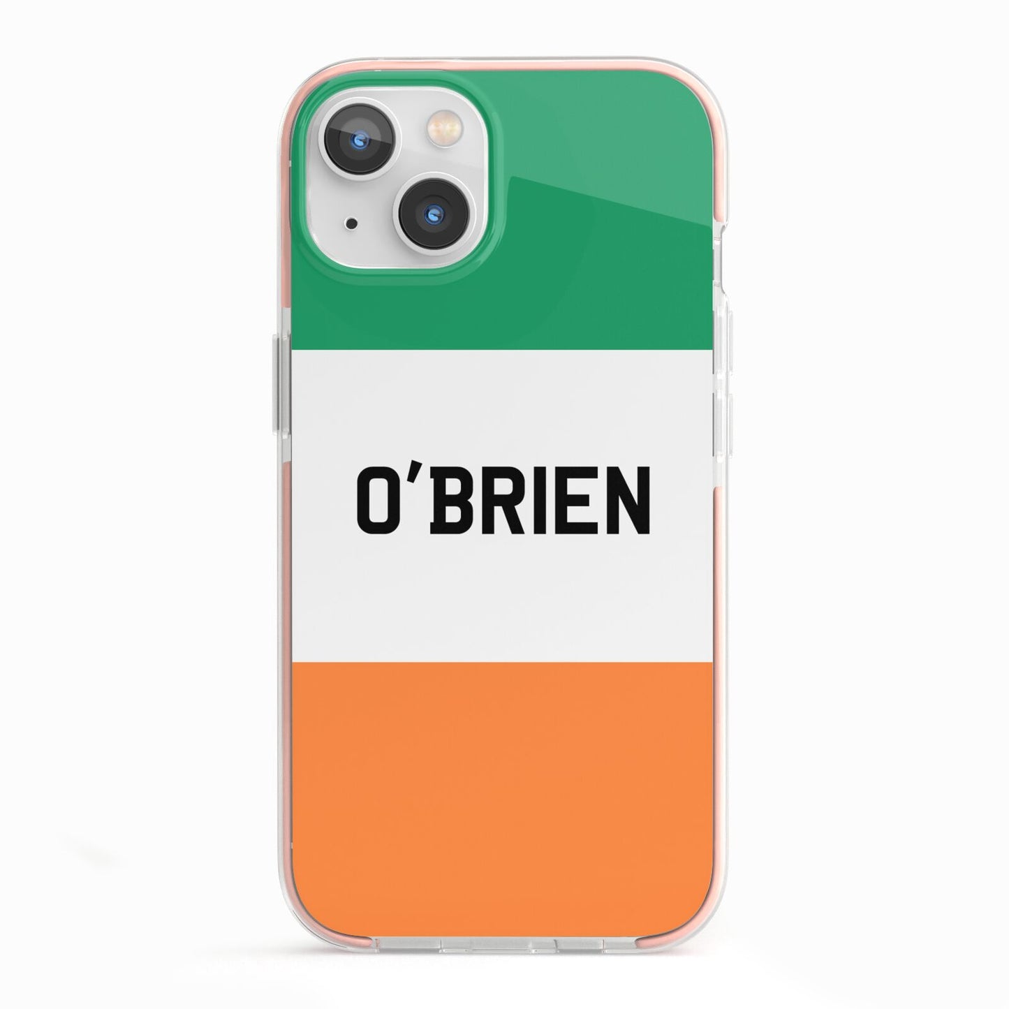 Irish Flag Personalised Name iPhone 13 TPU Impact Case with Pink Edges