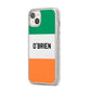 Irish Flag Personalised Name iPhone 14 Plus Glitter Tough Case Starlight Angled Image