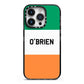Irish Flag Personalised Name iPhone 14 Pro Black Impact Case on Silver phone