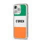 Irish Flag Personalised Name iPhone 14 Pro Max Clear Tough Case Silver Angled Image